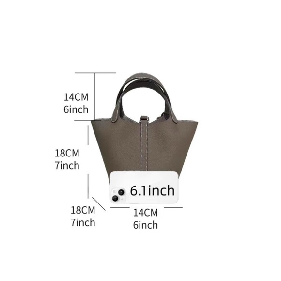 Cowhide Leather Mine Bucket Bag - Picture 4 of 11